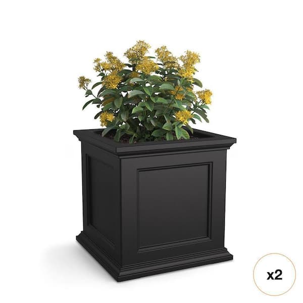 Fairfield 20 in. Square Self-Watering Black Polyethylene Planter