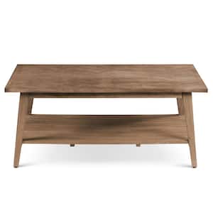 Milani 47 in. Natural Large Rectangle Wood Coffee Table with Shelf