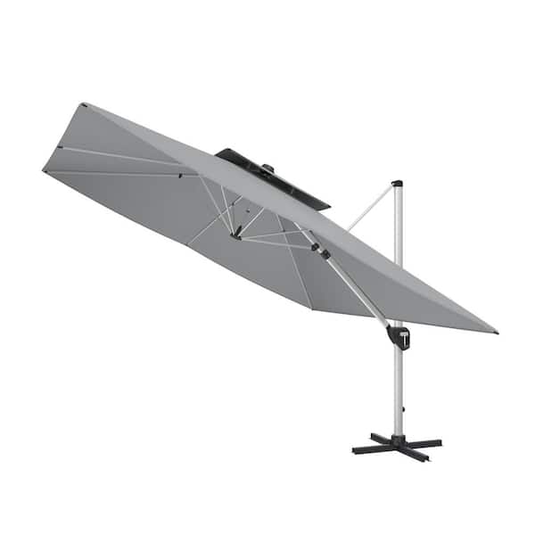 Clihome 11 ft. Patio Umbrella Outdoor Square Double Top Umbrella in Gray (without Umbrella Base)