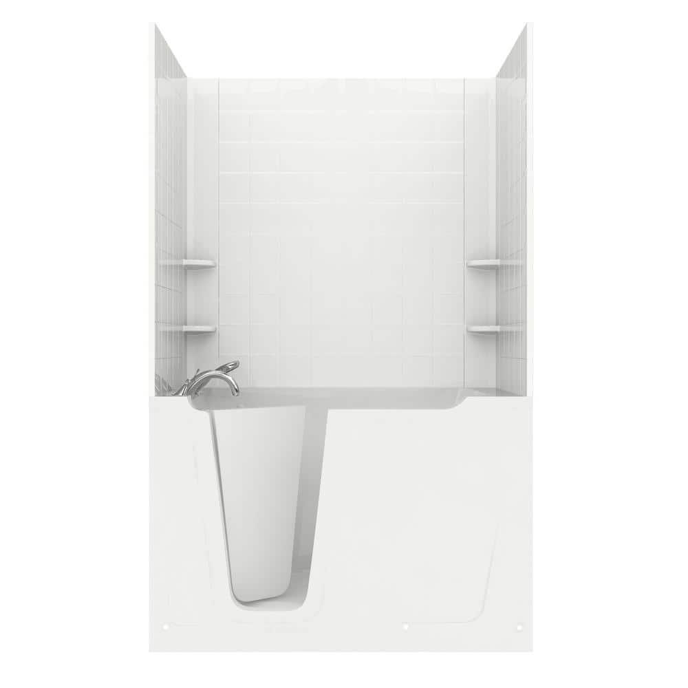 Rampart Nova Heated 5 ft. Walk-in Whirlpool and Air Bathtub with 6 in. Tile Easy Up Adhesive Wall Surround in White price history on PriceWatchPro