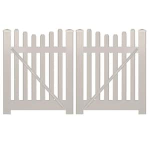 Hampshire 10 ft. W x 4 ft. H Tan Vinyl Picket Fence Double Gate Kit Includes Gate Hardware