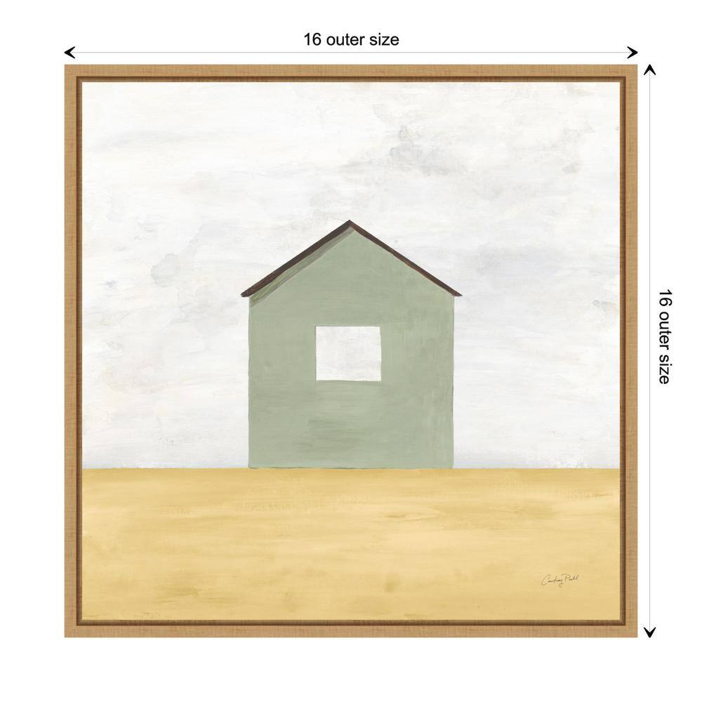 Rural Barn Simplicity II Green and Brown Canvas Print with Maple Frame