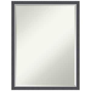 Eva Black Silver Thin 19.75 in. x 25.75 in. Petite Bevel Modern Rectangle Framed Bathroom Wall Mirror in Black
