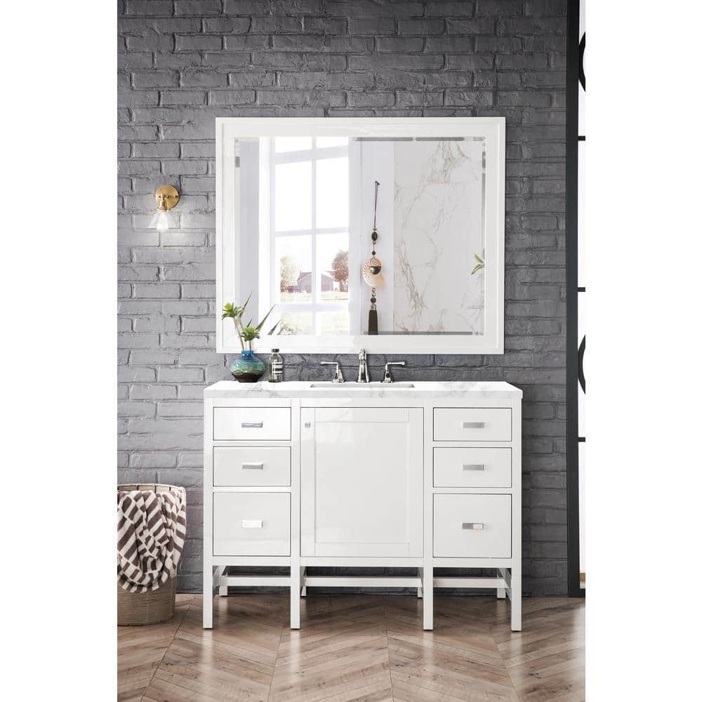 Addison 48 in. W x 23.5 in. D x 35.5 in. H Bath Vanity in Glossy White with Carrara White Marble Top and Basin price history on PriceWatchPro