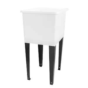 17.75 in. x 23.25 in. Thermoplastic Freestanding Space Saver Utility Sink in White - Black Metal Legs with P-Trap Kit