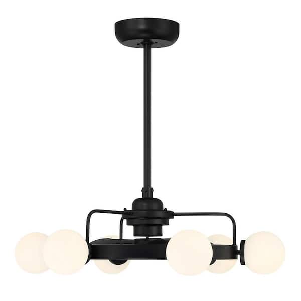 Savoy House Gibson 30 in. W Indoor Matte Black Integrated LED Fan D'Lier with Opal Glass Shade and Remote Control Included