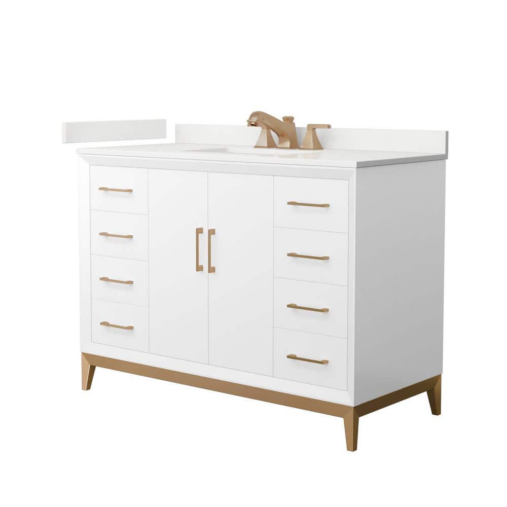 Amici 48 in. W x 22 in. D x 35.25 in. H Single Bath Vanity in White with White Quartz Top price history on PriceWatchPro