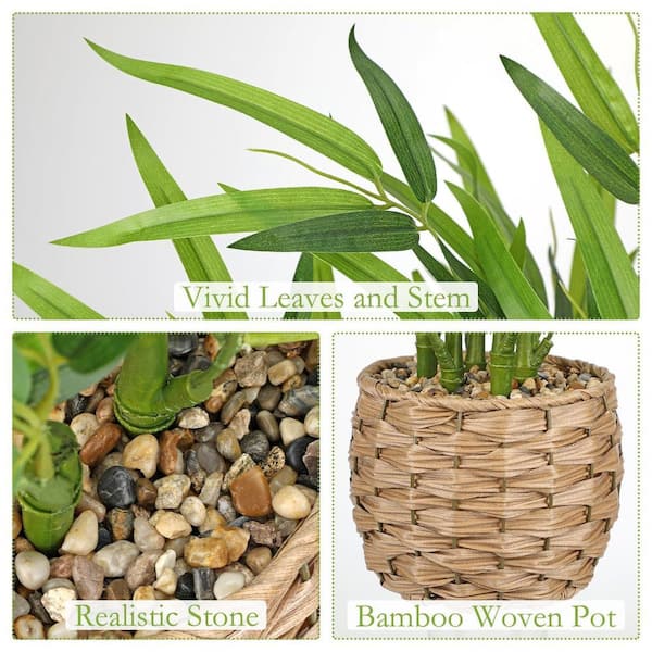Afoxsos 4 in. Set of 2 Artificial Green and White Tropical Indoor
