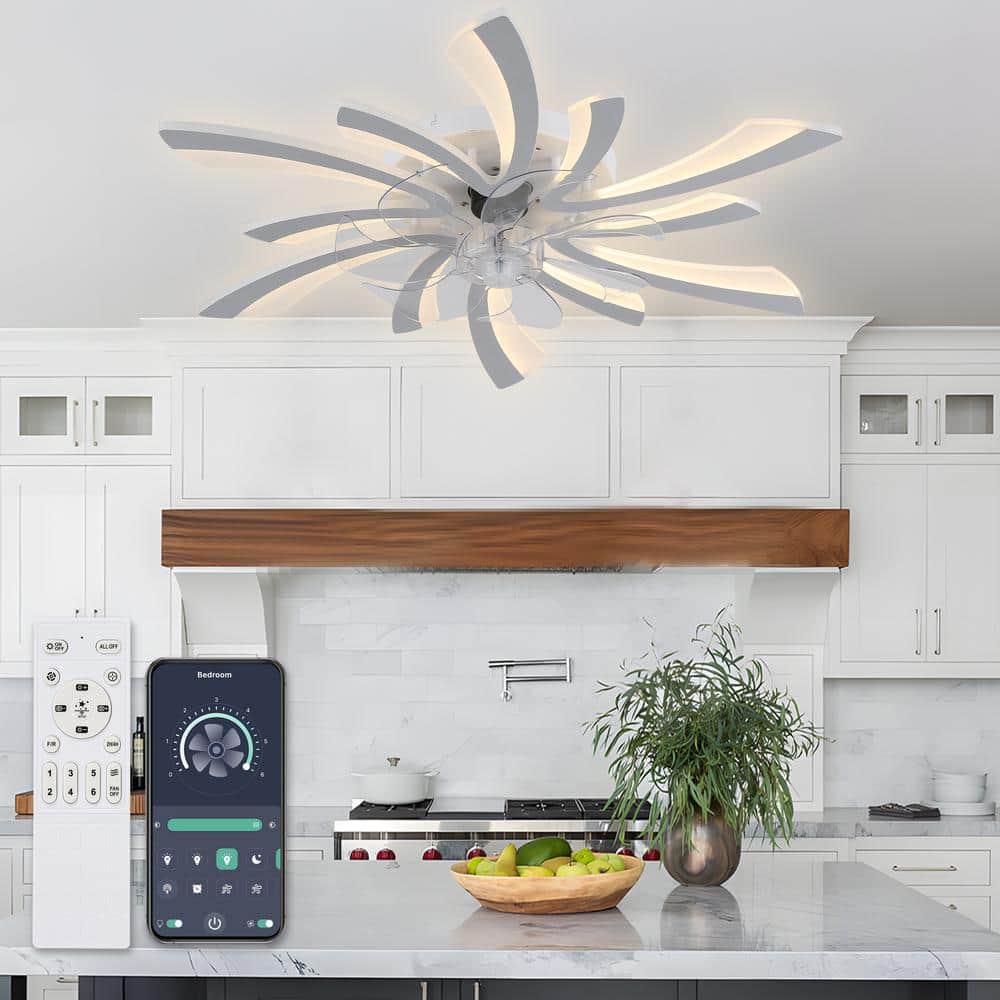 Reviews for Oaks Aura Meraz 31 in. Indoor Modern White Flush Mount ...