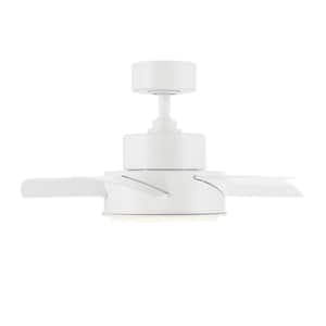 Vox 26 in. Smart Indoor/Outdoor Matte White Standard Ceiling Fan 3000K Integrated LED with Remote