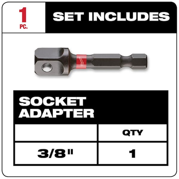 Milwaukee Shockwave Impact Duty 1 4 In X 3 8 In Alloy Steel Square Socket Adapter 48 32 5031 The Home Depot