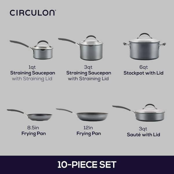 Circulon A1 Series 10-Piece Aluminum Nonstick Cookware Set in Graphite  81831 - The Home Depot