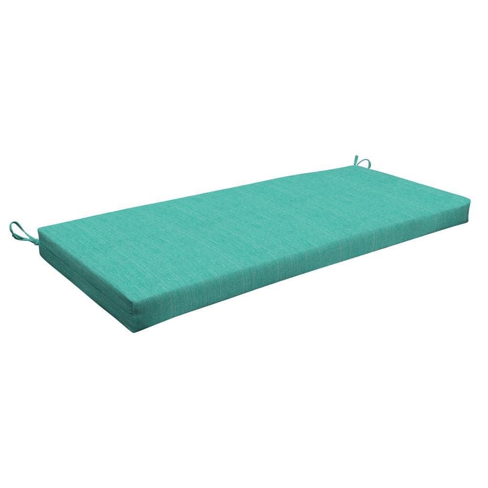 Rectangular Outdoor Bench Cushion Textured Solid Surf Aqua