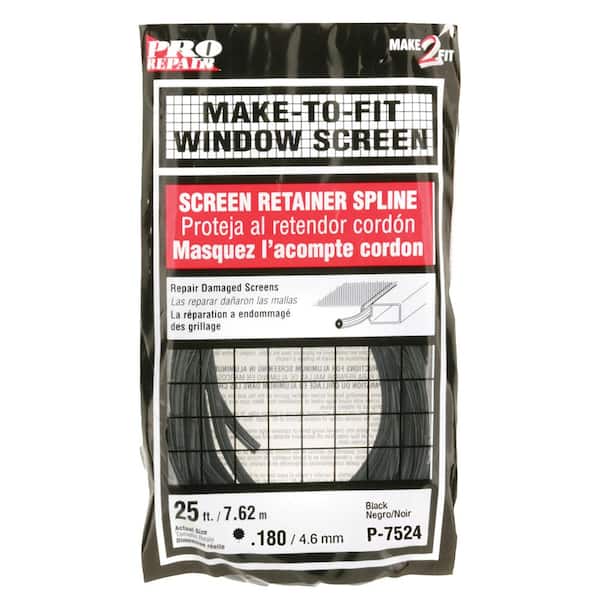 Prime-Line 0.180 in. x 25 ft. Per Roll Black Screen Retainer Vinyl Spline Round