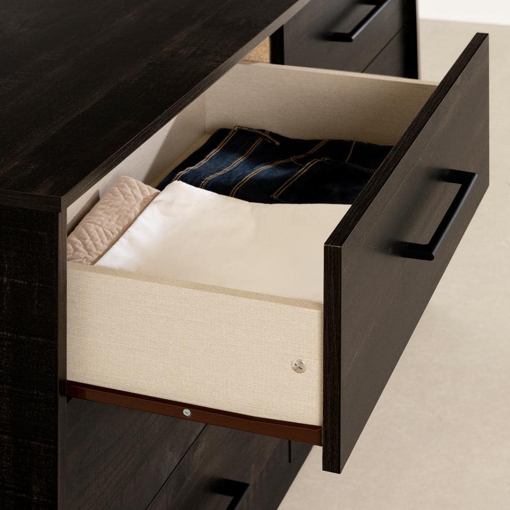 Londen Rubbed Black 6-Drawer Industrial Double Dresser