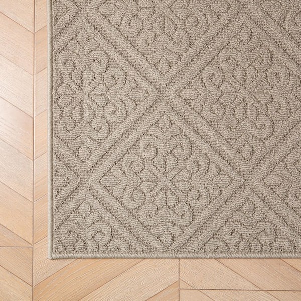 Austell Solid Brown 2 ft. x 5 ft. Geometric 2-Piece Rug Set Area Rug