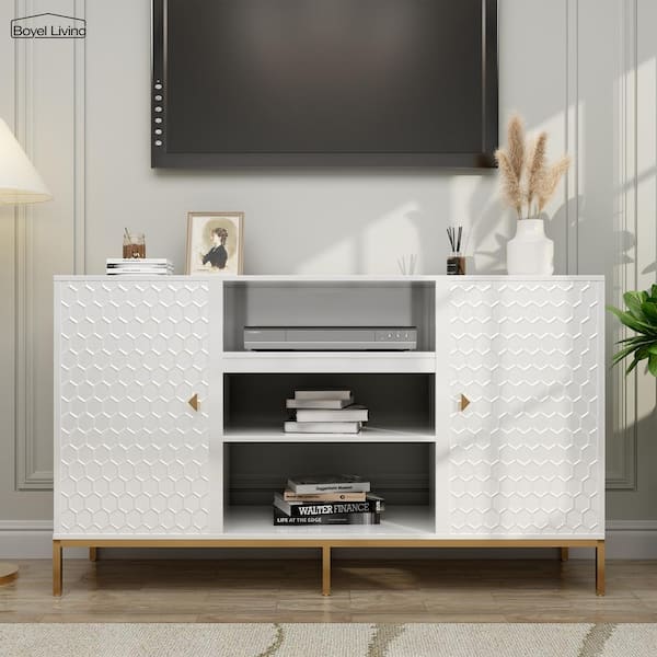Boyel Living White TV Stand Fits TVs up to 60 to 80 in.
