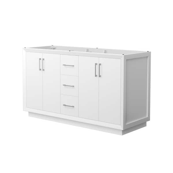 Wyndham Collection Strada 59.25 in. W x 21.75 in. D x 34.25 in. H Double Bath Vanity Cabinet without Top in White