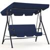 AECOJOY 3-Person Metal Outdoor Patio Porch Swing Chair in Blue with Adjustable Canopy 19001DL-HD01
