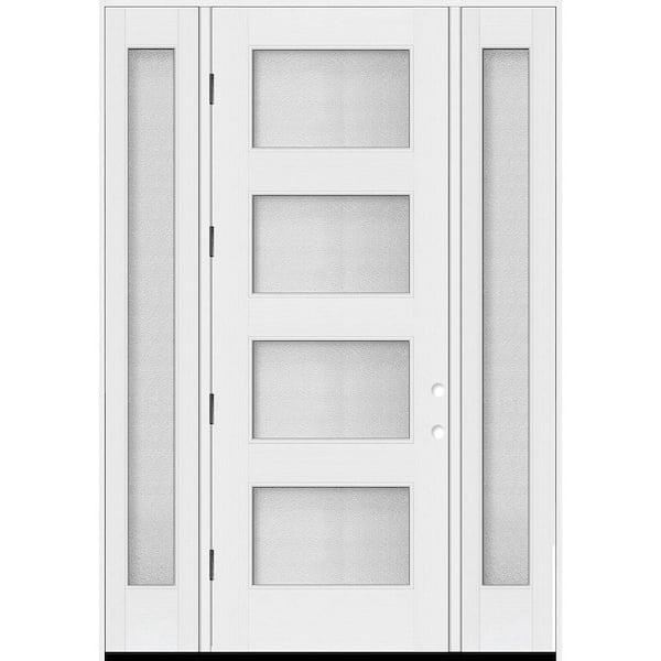 Palisade 68 in. x 96 in. 4L MicroGranite Impact Glass RHOS Unfinished Fiberglass Prehung Front Door Dbl14in.SL4-9/16Jamb