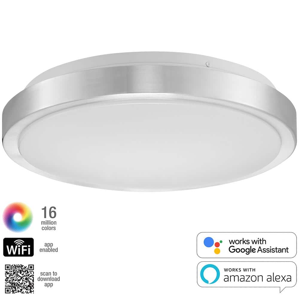 13" Brushed Nickel Aluminum LED Flush Mount Ceiling Light