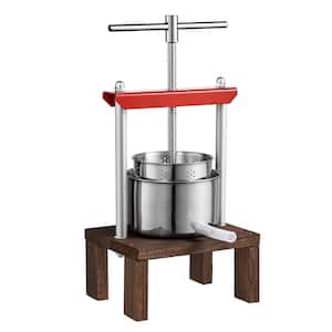 Fruit Wine Press, 0.53 gal./2 l, 2-Stainless Steel Barrels, Manual Juice Maker with T-Handle and Stable Base