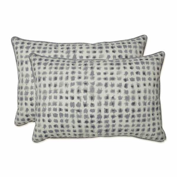 Pillow Perfect Grey Rectangular Outdoor Lumbar Throw Pillow 2-Pack