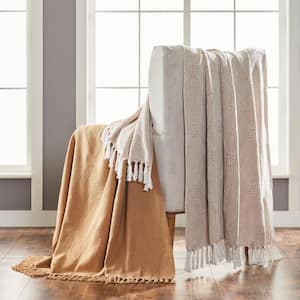 2-Pack Chester Cinnamon 100% Cotton 50 in. x 60 in. Throw Blanket