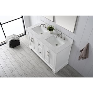 Chambery 54 in. W x 22 in. D x 34.5 in. H Bathroom Vanity in White with White and Grey Quartz Top