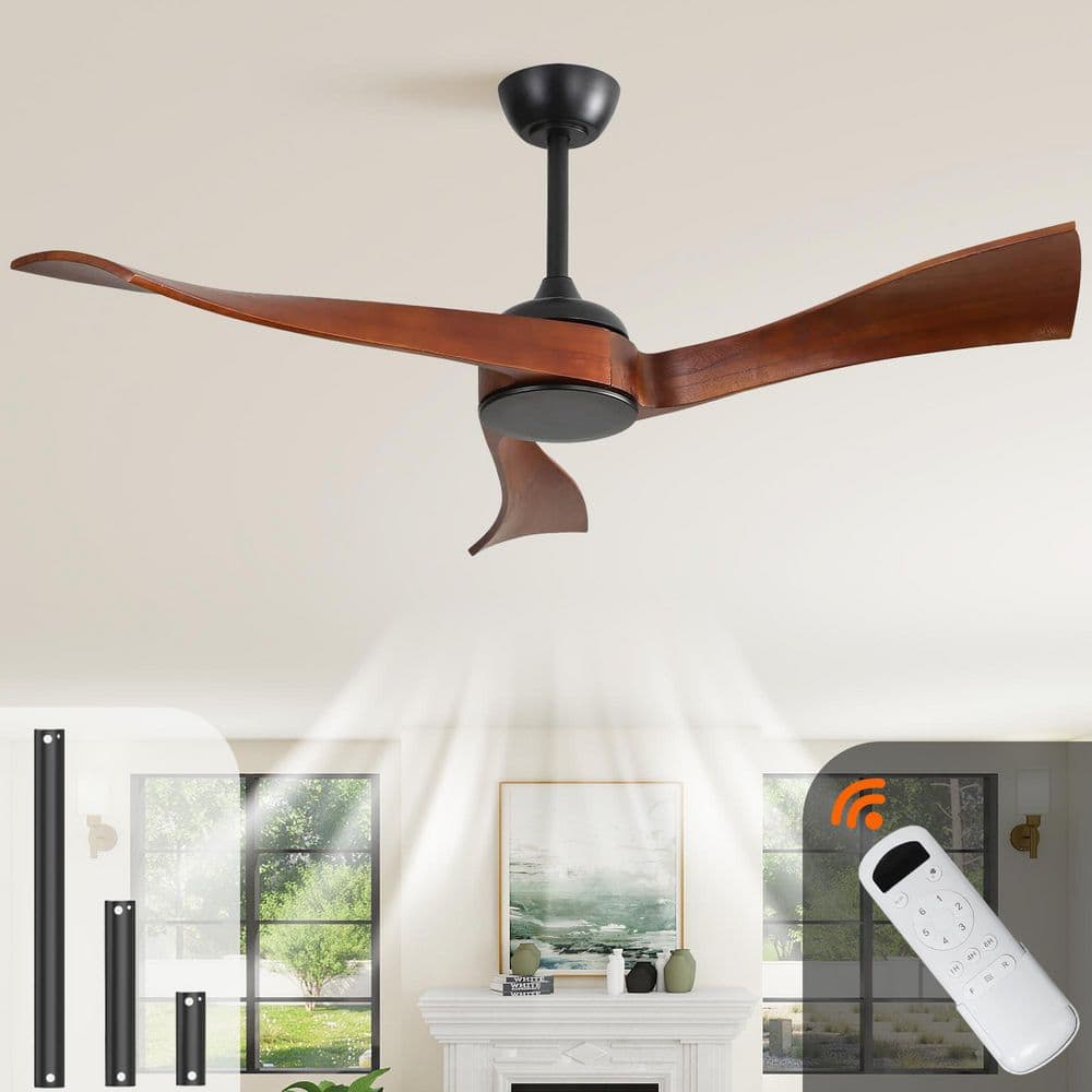 52 Inch Solid Brown Wood Ceiling Fan No Light, Quiet Reversible DC Motor, 6-Speed Remote, Timer, Standard Downrod Mount price history on PriceWatchPro