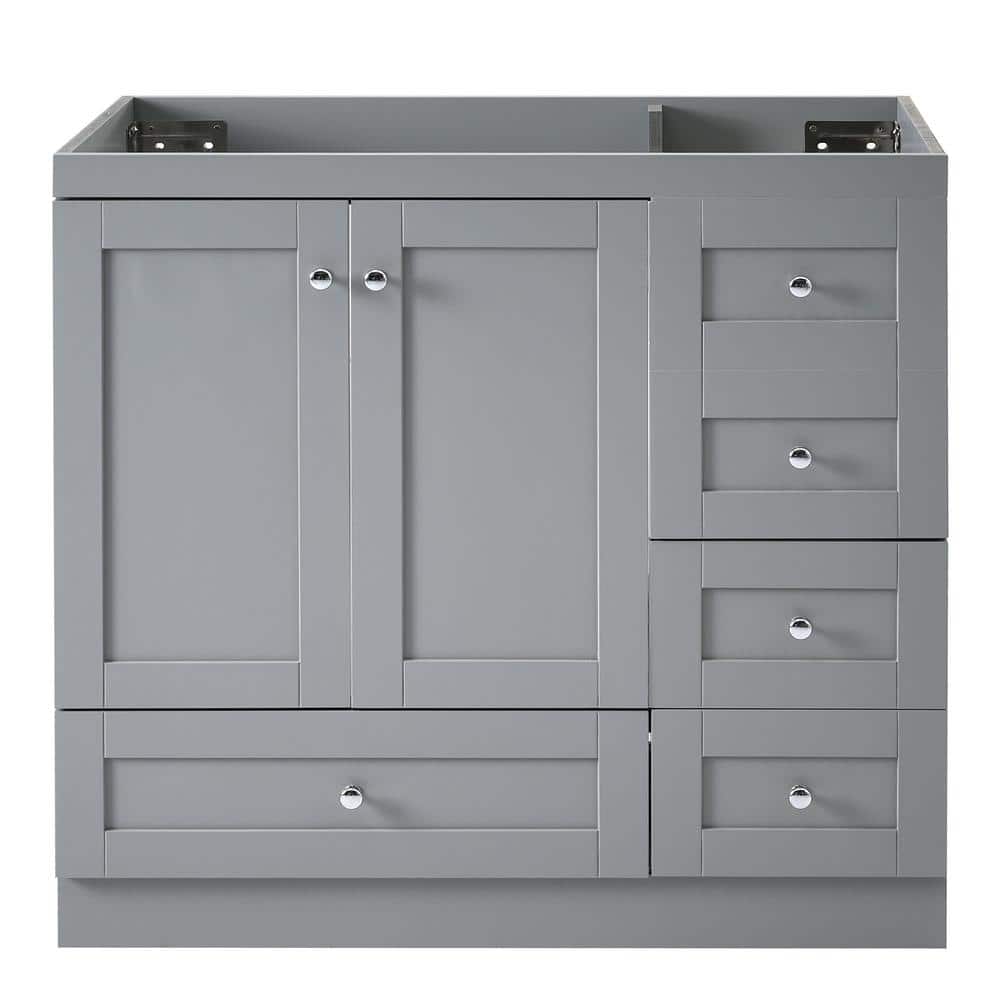35 in. W x 17.3 in. D x 33.5 in. H Bath Vanity Cabinet without Top in Gray 