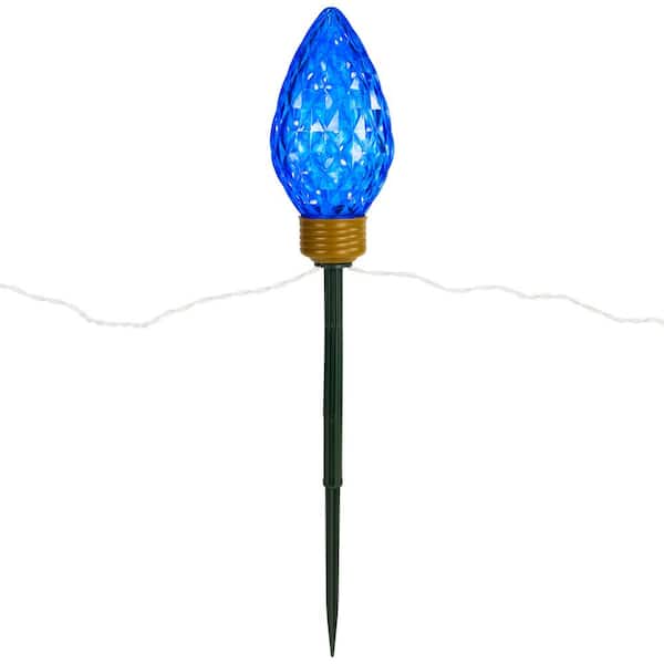 Lighted LED Jumbo C9 Bulb Christmas Pathway Marker Lawn Stakes in Multi-Color (Set of 3)