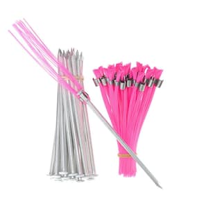 6 in. Pink Ground Markers - Whiskers and Stakes (25-Pack)
