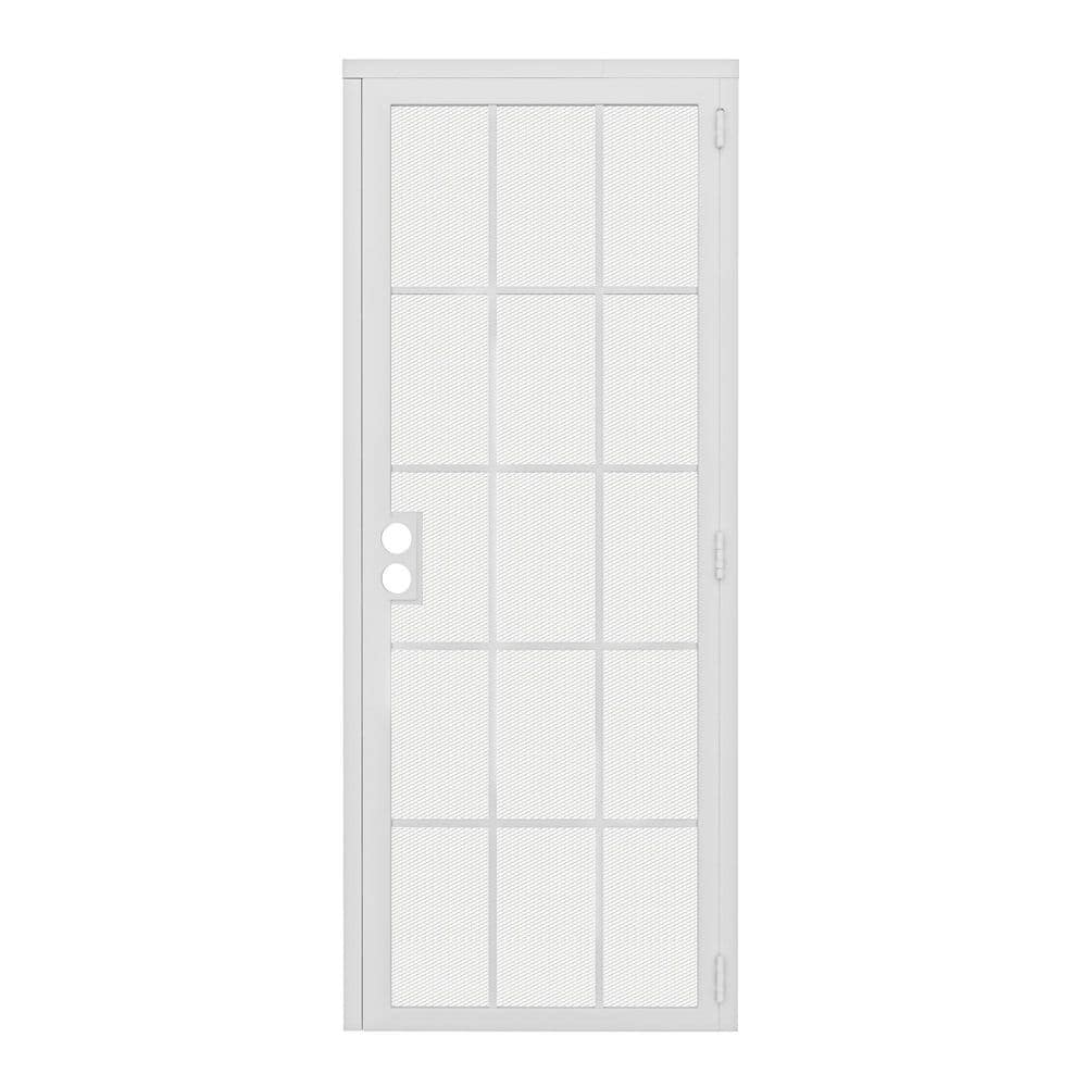 32 in. x 80 in. Universal/Reversible Hinging 15-Grid White Surface Mount Steel Security Door w/Expanded Metal Screen price history on PriceWatchPro
