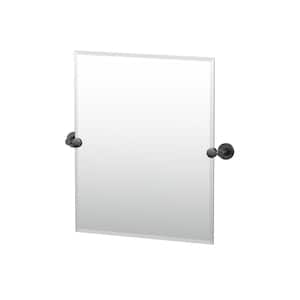 Reveal 23.38 in. W x 24 in. H Small Rectangular Frameless Beveled Wall Bathroom Vanity Mirror in Matte Black