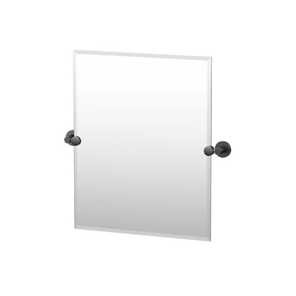 Gatco Reveal 23.38 in. W x 24 in. H Small Rectangular Frameless Beveled Wall Bathroom Vanity Mirror in Matte Black