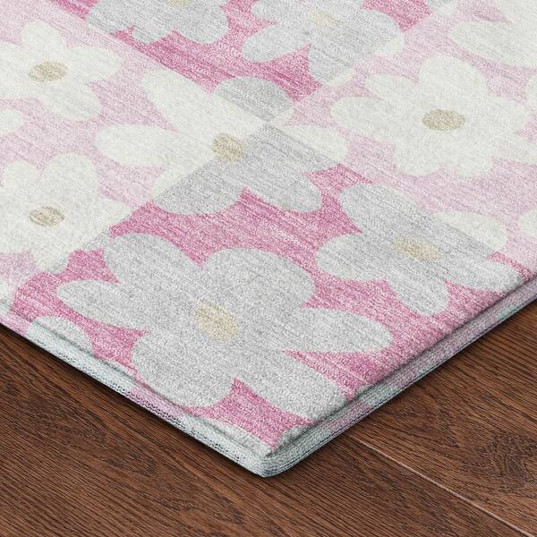 Mayfield Premium Machine Washable Abstract AMF2476 Pink 2 ft. x 3 ft. Accent Rug
