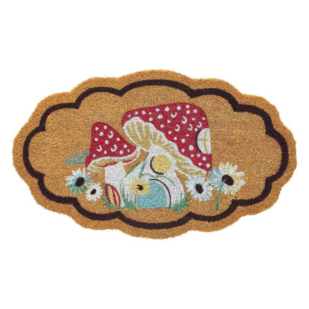 Mushroom Design Scalloped Edge Indoor/Outdoor Multi-Color Coir Door Mat 18 in. x 30 in. price history on PriceWatchPro