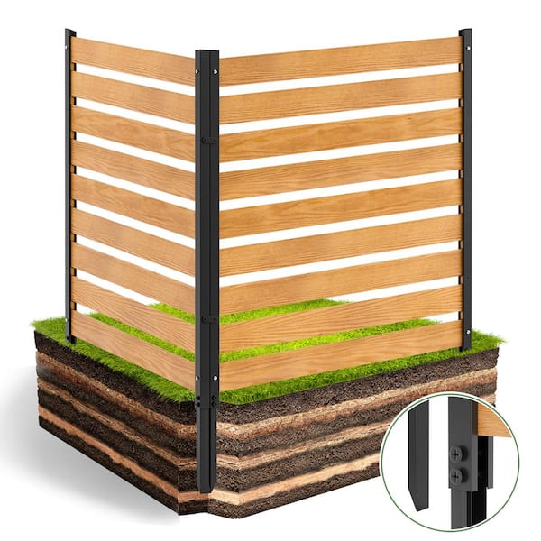 BOZTIY 48 in. W x 48 in. H Air Conditioner Fence Outdoor Decorative Wood Fence Privacy Screen with Metal Stakes, 2-Panel