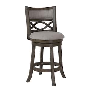 33.25 in. Gray Low Back Wood Frame Counter stool with Fabric Seat