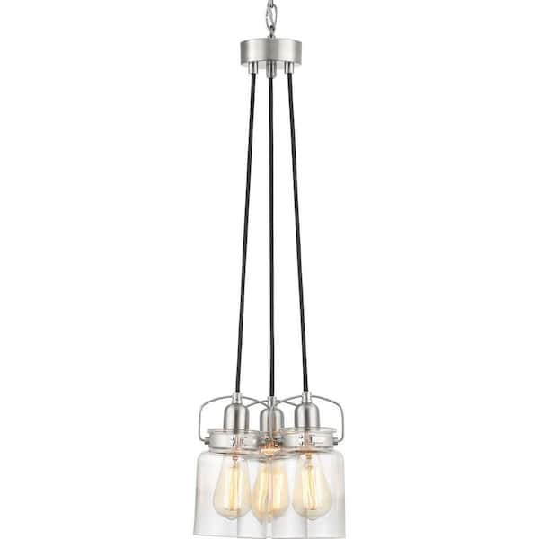 Progress Lighting Calhoun Collection 3-Light Brushed Nickel Chandelier with Shade