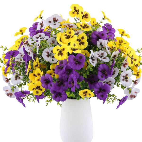 ホワイト花びら多数3000枚以上 Afoxsos 8 in. Purple Yellow White Indoor/Outdoor Artificial Pansy