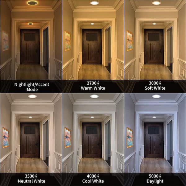 6 in. Canless Dimmable Integrated LED Recessed Light Trim, 5CCT Selectable 2700K-5000K for Living Room, 12 Pack