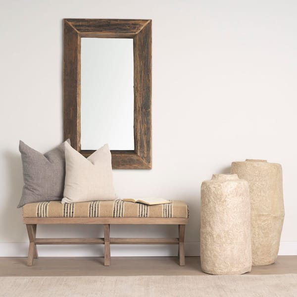 Solis 50 in. Brown Wood With Fabric Seat Bench