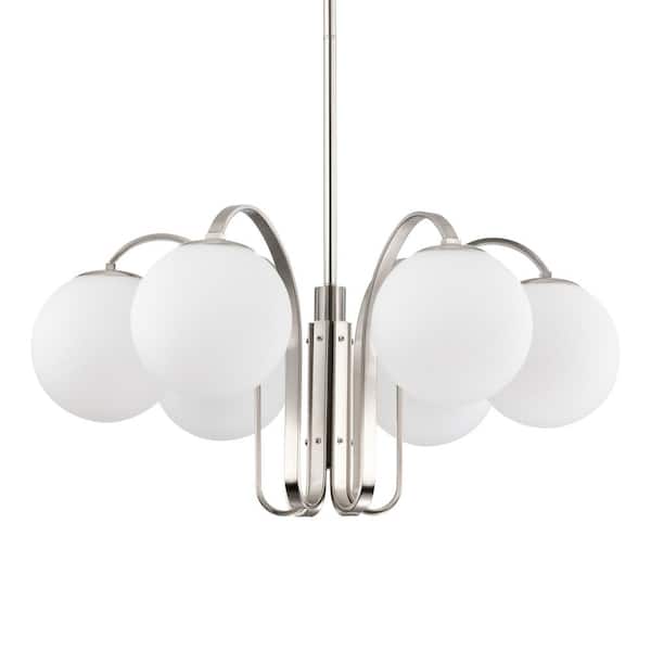 Warehouse of Tiffany Aran 28 in. 6-Light Indoor Polished Silver Finish Chandelier with Light Kit