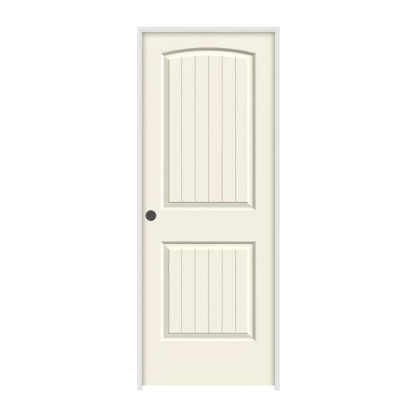 JELD-WEN 24 in. x 80 in. Santa Fe Vanilla Painted Right-Hand Smooth Molded Composite Single Prehung Interior Door