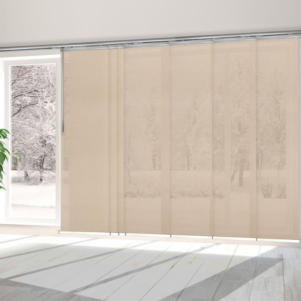 EMOH Sienna Mesh 110 in.- 153 in. W x 116 in. L Adjustable 7-Panel Satin Nickel Single Rail Panel Track with 23.5 in. Slates