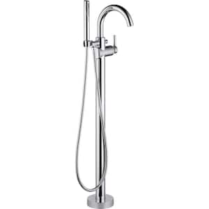 Trinsic Single-Handle Floor-Mount Roman Tub Faucet with Hand Shower in Chrome (Valve Included)