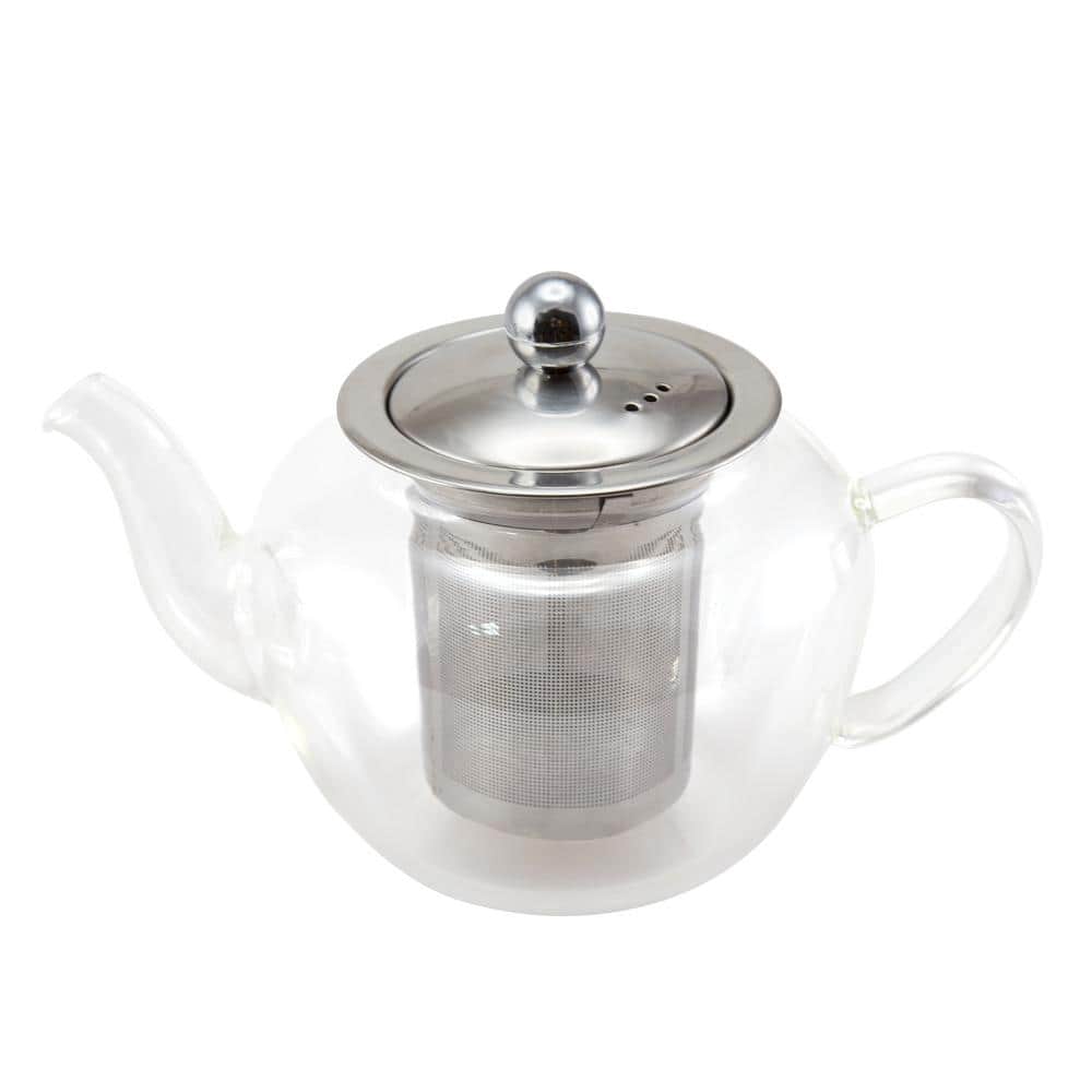 Creative Home 600 mL, 20 oz Glass Tea Pot with Stainless Steel Lid & Filter