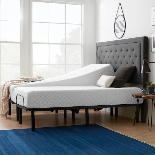 Lucid Comfort Collection Standard Adjustable Bed and 10 in. Firm Gel Memory Foam Split King Mattress Set